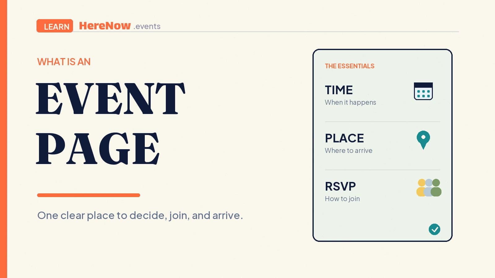HereNow editorial cover for What is an event page?