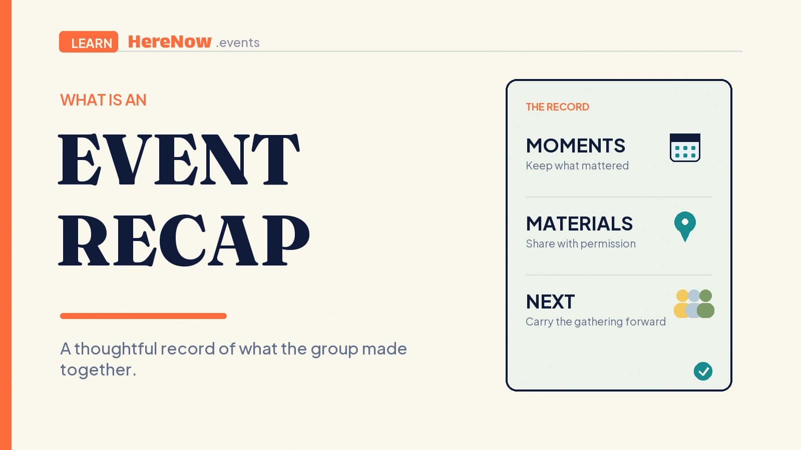 HereNow editorial cover for What is an event recap?