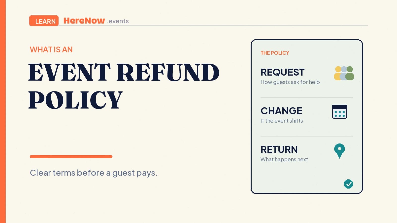 HereNow editorial cover for What is a refund policy for events?