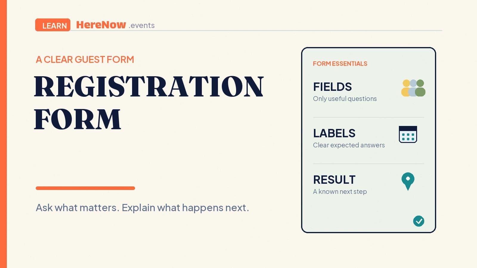 HereNow editorial cover for Event registration form explained