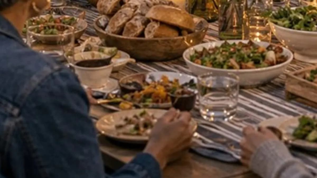 A neighborhood dinner prepared for guests.