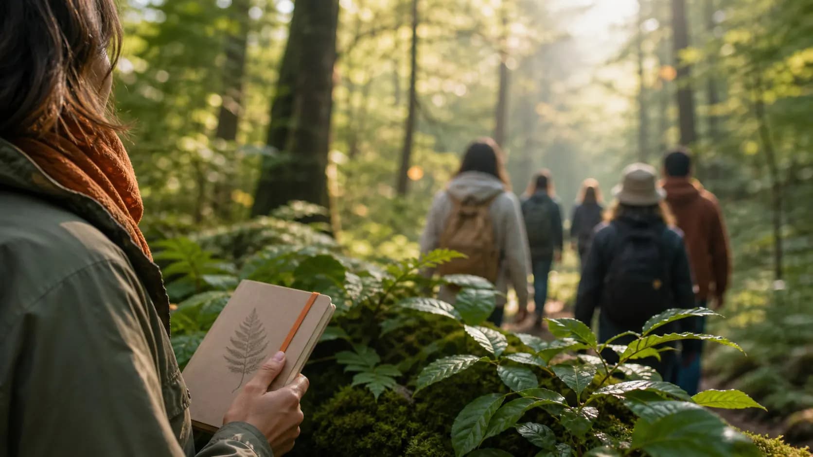A quiet guided walk through a green forest path.