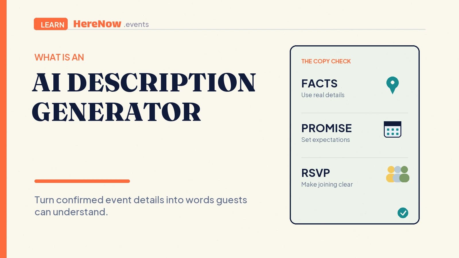 HereNow editorial cover for What is an AI event description generator?