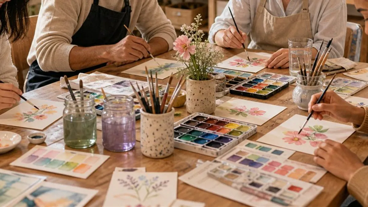 Watercolor Postcard Studio event template cover
